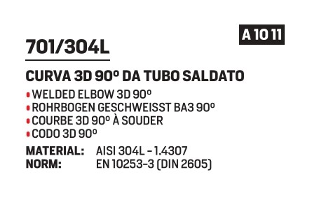 Elbow 3D 90 graden 42,4x3 AISI 304L - Afbeelding 2