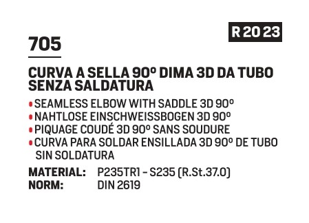 Saddle elbow 3D 90 graden 219,1x6,3 - Afbeelding 2