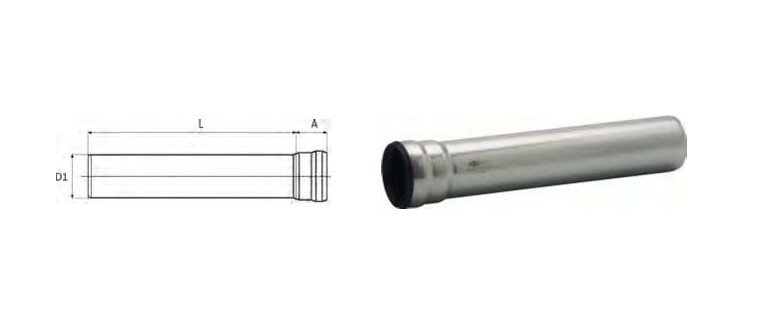 Pipe 1 socket Dn 65x1500 316L