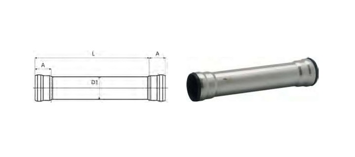 Pipe 2 sockets Dn 50x2500 316L