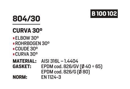 Elbow 30 graden Dn 80 316L - Afbeelding 2