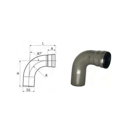 Elbow short radius 87 graden Dn 80 316L