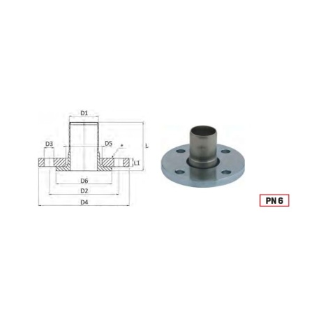 Sleeve/rotary flange Dn 100 PN6 316L