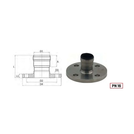 Flange with socket Dn 80 PN10/16 316L