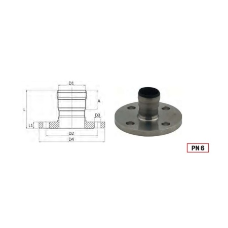 Flange with socket Dn 80 PN6 316L
