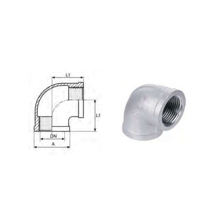 Elbow 90 graden FF 3/8" AISI316